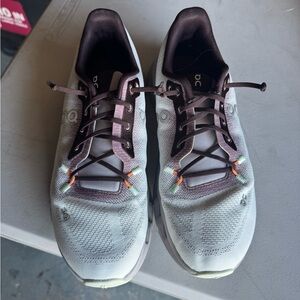 On Running Light Gray and Brown Sneakers